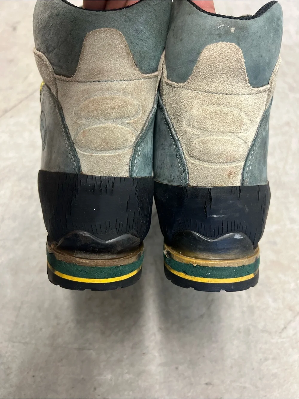 La Sportiva Teal Grey and Yellow Men's Mountaineering Boots men’s size 8
